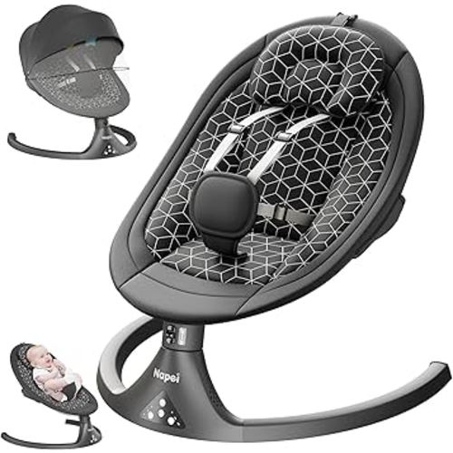 Baby Swings for Infants to Toddler, Electric Baby Swing and Infant Swings for Newborn, 10 Music with Remote Control and Bluetooth, 5 Swing Angles with Gentle Speed, 2 Seat Position, 0-9 Month (Black)