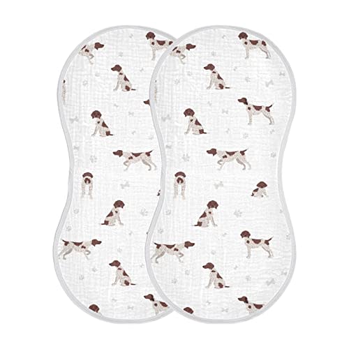 YYZZH German Shorthaired Pointer Muslin Burp Cloths for Baby 2 Pack 100% Cotton Baby Washcloths Bibs for Boy Girl