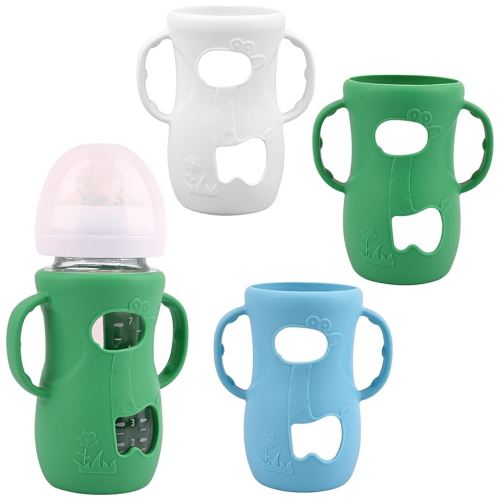 3 Pack Silicone Sleeves for Avent Natural Glass Baby Bottles, Anti Breakage Baby Bottle Sleeves with Handles, Compatible Philips Avent Glass Natural Baby Bottle 8 oz(White+Green+Blue)