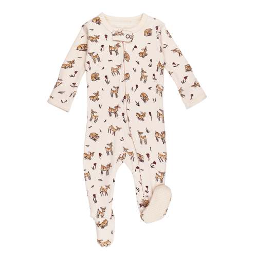 Organic 2-Way Zipper Footie in Doe-a-Deer