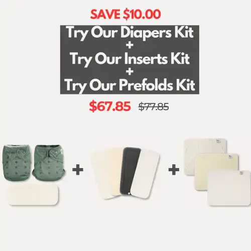 Reusable Diaper Trial Kit PLUS Insert Kit & Prefold Kit