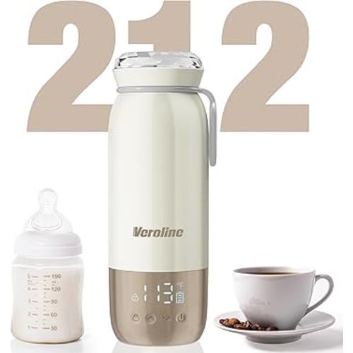Portable Bottle Warmer for Travel, 18.6 Oz Portable Milk Warmer, 98-212℉ Adjustable, Baby Bottle Warmer On The Go with 12000mAh Battery, Fast Heating Milk Warmer with Keep Warm & Sterilization