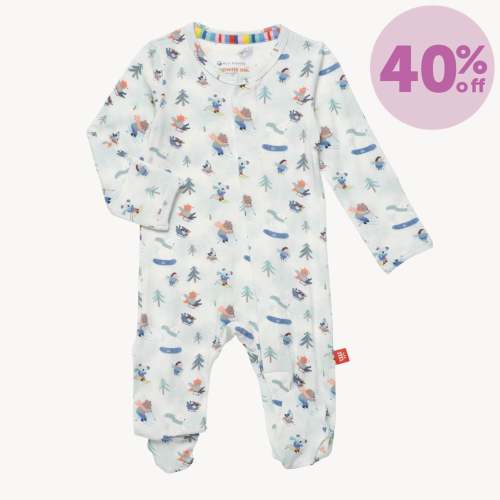 Magnetic Me Organic Cotton Footie, Tis the ski-son, 3-6M