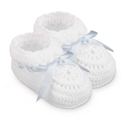 Jefferies Newborn Hand Crochet Blue Ribbon Booties