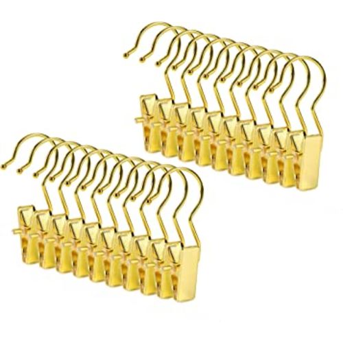 Amber Home 24 Pack Gold Boot Clips for Closet, Gold Boot Hangers with Hooks, Laundry Hooks, Clothes Pins, Portable Home Travel Hangers for Hat, Towels, Bras, Socks(Gold, 24 Pack)