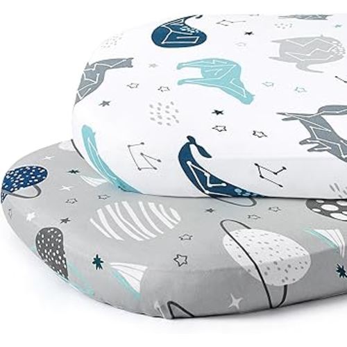 Stretch Fitted Bassinet Sheet Set BROLEX 2 Pack Cradle Sheets for Bassinet Pad/Mattress,Unisex Boys Girls,Ultra Soft,Space Planet