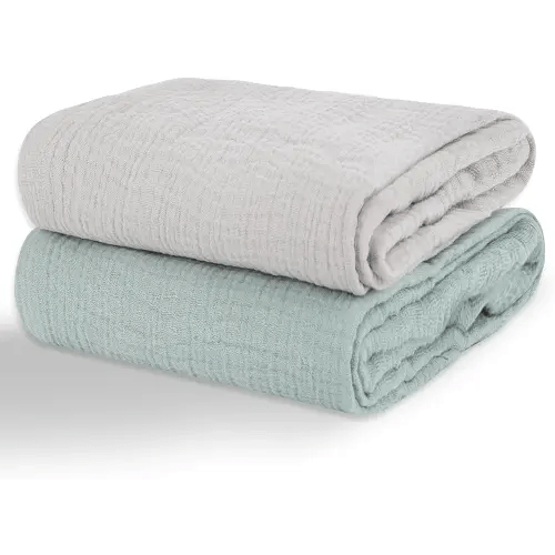 Muslin Swaddle Blankets for Newborns, 2 Pack 100% Cotton Receiving Blankets, Soft and Breathable Baby Swaddles, Large 40 x 40 Inches, Baby Essentials for Boys and Girls, Shower Gift