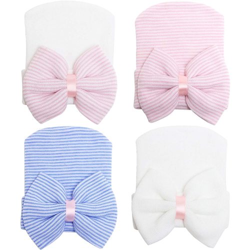 Sinhoon Newborn Hats for Baby Girls Hospital Hat Baby Girl Bows and Headbands Infant Beanie Nursery Caps