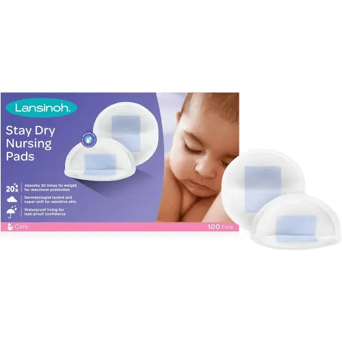 Lansinoh Stay Dry Disposable Nursing Pads, Soft and Super Absorbent Breast Pads, Breastfeeding Essentials for Moms, 100 Count