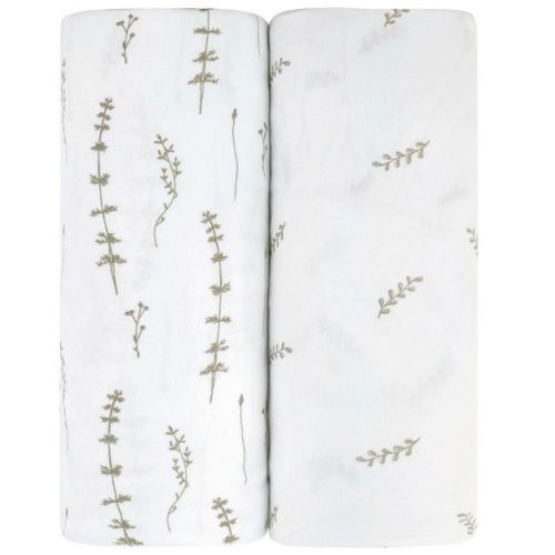 Ely's & Co. Baby Fitted Bassinet Sheet 100% Combed Jersey Cotton Forest Grey Leaf