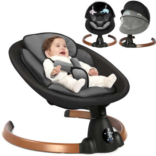 babyeap Baby Swing, Electric Infant Cradle with Bluetooth, 5 Speeds, 10 Lullabies, Black