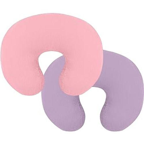 Pro Goleem Muslin Nursing Pillow Cover, Soft Breathable Cotton Feeding Pillow Slipcover for Breastfeeding Moms, Fits Standard Infant Nursing Pillow, for Boys and Girls, 2 Pack (Pink&Purple)
