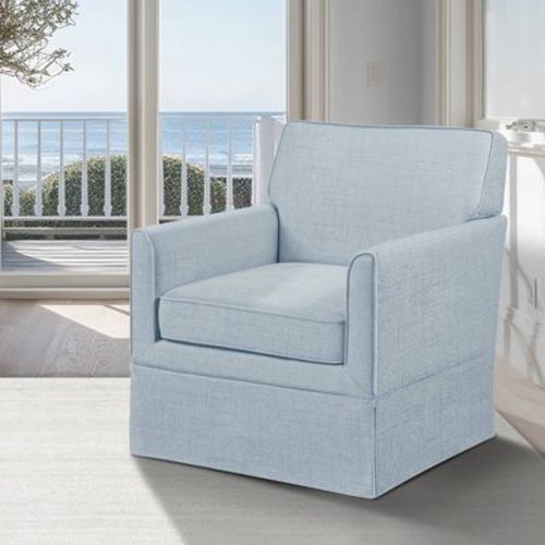 510 Design Paula Slipcover Accent Armchair Light Blue: Sturdy Wood Legs, High-Density Foam