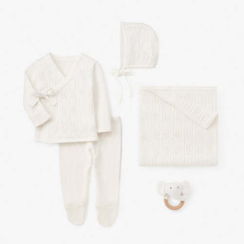 White Baby Layette Gift Set w. Box WHITE / 0-3M