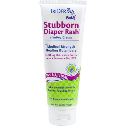 TriDerma MD Baby Stubborn Diaper Rash Relief Cream, Healing for Hard-to-Heal Diaper Rash, Treat and Prevent Diaper Rash and Seal Out Wetness, Non-Greasy Diaper Rash Ointment 4.0 Ounce