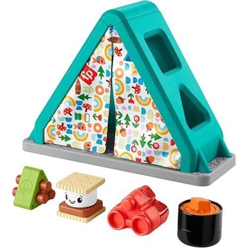 Fisher-Price Baby Developmental Toy S’More Shapes Camping Tent Block Sorting Activity for Infants Ages 6+ Months