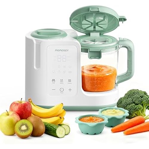 Momcozy AutoMeal Baby Food Maker – One-Step Auto Steam & Blend Food Processor, 15oz Large Cup & 6-Blade Design, Self-Cleaning, Auto 3-Stage Texture Settings for Effortless Homemade Baby Puree