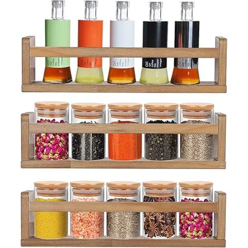 AZSKY Nursery Book Shelves for Wall Bookshelf for Kids Wood Floating Book Shelves16 Inch Wall Shelves for Living Room Bedroom Decor Kitchen Spice Rack Bathroom Storage Organizer Shelf Set of 3