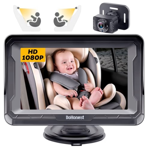 DoHonest Baby Car Camera HD 1080P - Rear-Facing Car Baby Monitor with Night Vision, Adjustable View Angle, Easy Setup, Anti-Glare Display, Safety for Kids & Infants