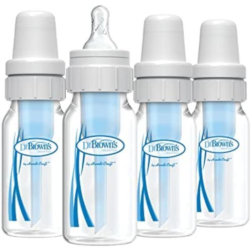 Dr. Brown’s Natural Flow® Anti-Colic Baby Bottle with Level 1 Slow Flow Nipples, 4oz, 4 Pack