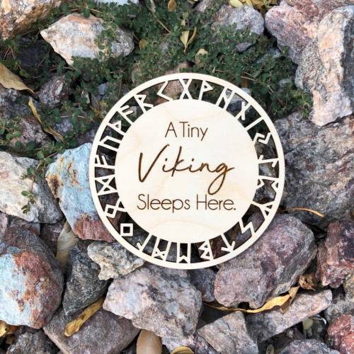 Tiny Viking | Tiny Shieldmaiden | Baby Viking | Nursery Sign | Engraved Wood Sign | Handmade | Rustic | Viking Compass | Photo Prop