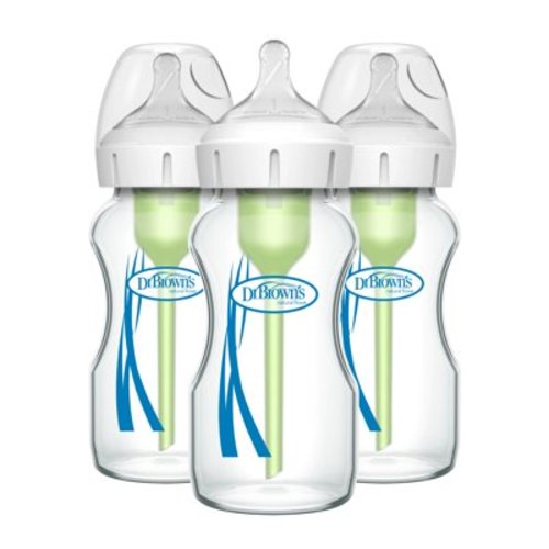 Dr. Brown's Options+ Wide-Neck Glass Baby Bottles, 9 Ounce, 3Count