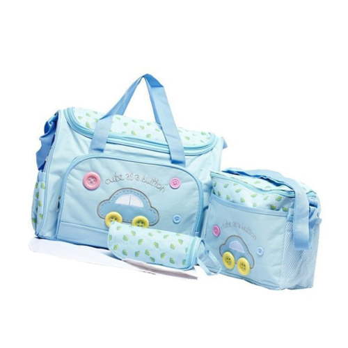 4Pcs Functional Baby Diaper Bag Set with Removable Changing Mat and Milk Bag
