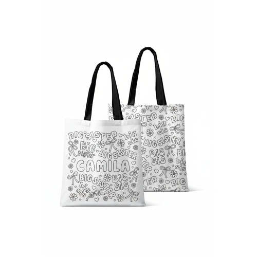 Colorable Personalized Tote Bags | Big Sis