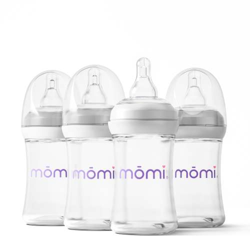 mōmi breast-like baby bottle sets, 4oz - gray | mōmi