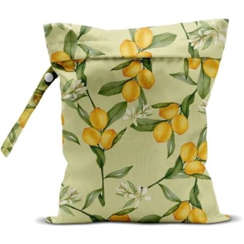Wet Dry Wet Bag for Swimsuit Towel Baby Travel Cloth Diapers Beach Gym Toiletries Makeup Storage Bag Summer Vacation Essential Holiday Summer Vibes Boho Lemon