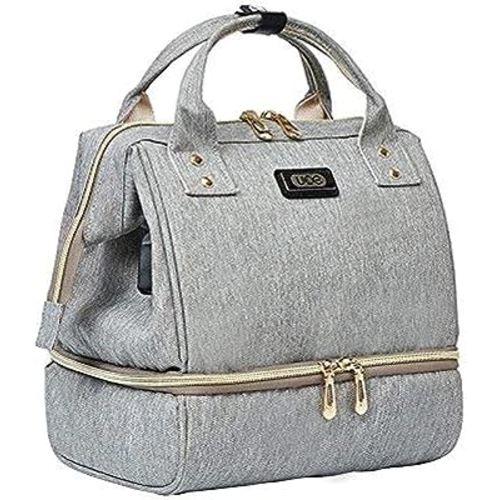 Breast Pump Bag with Cooler Pocket, Mini Pumping Bags for Working Mom Cooler Tote Bag Built-in USB Charging Pot for Phone Mother Diaper Bags -No Include ice Pack,Grey
