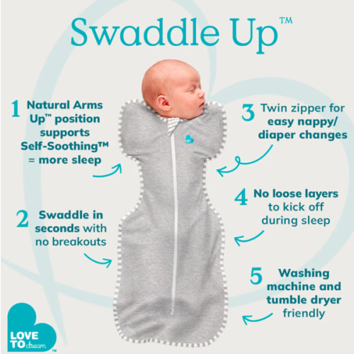 Swaddle Up™ Hip Harness 1.0 TOG (68-75°F) White Dreamer Original Cotton