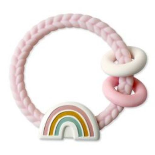 Itzy Ritzy Ring Rattle & Teether - Rainbow Pink