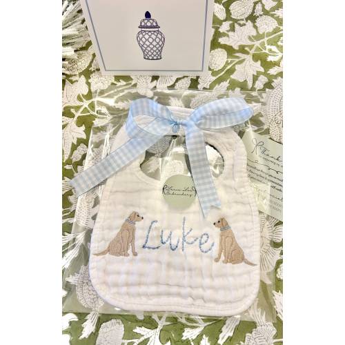 Puppy/Golden Retriever Embroidered Baby Bib - Baby Shower Gift - Monogrammed Bib - Baby Gift