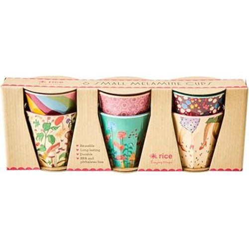 RICE BY RICE - Melamine Kids Cups with Dance It Out Prints - Small - 6 pcs. in Gift Box - 6.7oz per cup