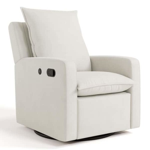 Timeless Ivory Boucle Polyester Upholstered Recliner With USB