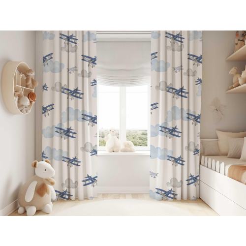 Airplane Nursery Curtains: Aviation Kids Room, Room Darkening