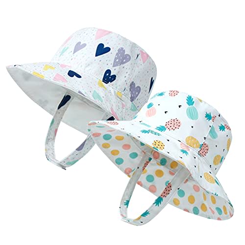 LAPI.ZAPI Baby Sun Hat Print Pattern Reversible Kids Boy Girls hat UPF 50+ Sun Protection Beach Bucket Hat Wide Brim
