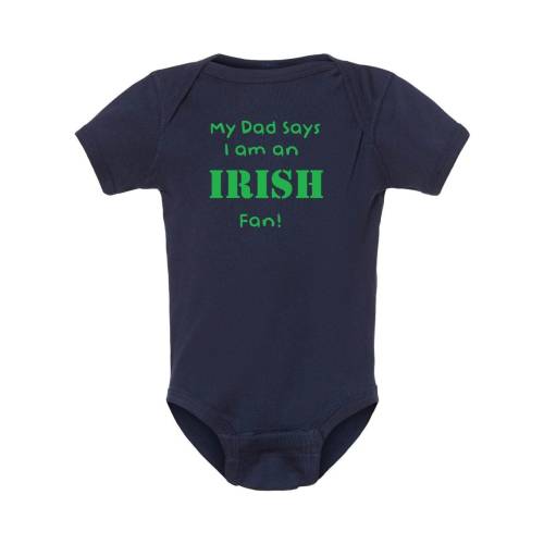 Fan Gear for Baby - My Dad Says I am an Irish Fan - Bodysuit Outfit - Navy / Kelly