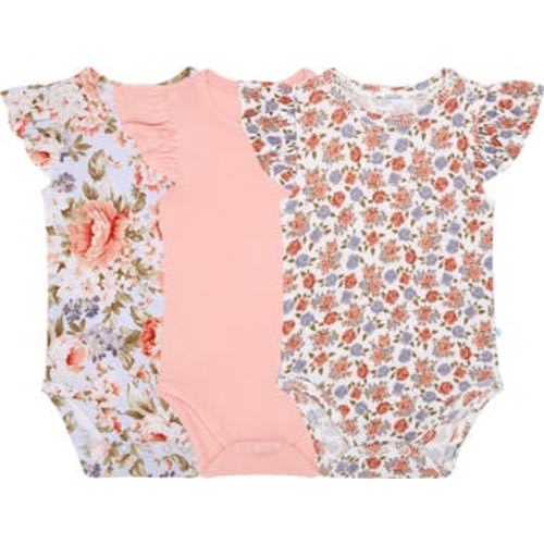 Joanne Assorted 3-Pack Ruffle Bodysuits, 3-6M
