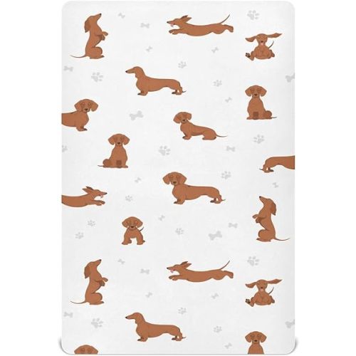Crib Sheets for Boys Girl Dachshund Short Haired Breathable Mini Crib Mattress Sheets Fitted,Toddler Baby Sheets for Crib Mattress Soft & Breathable 39 * 27 * 5In