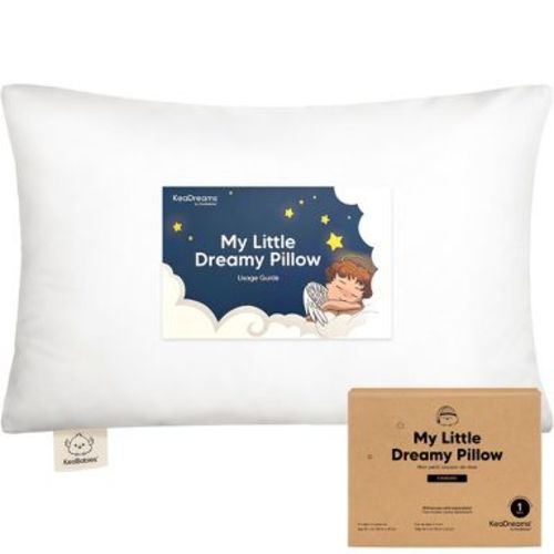 KeaBabies 1-Pack Toddler Pillow - Soft Organic Cotton Kids Pillows for Sleeping - 13X18 Travel Pillow for Kids Age 2-5 (Soft White)