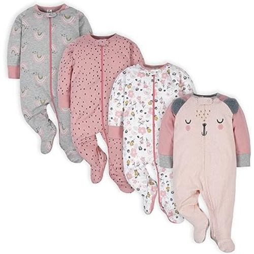 Gerber Baby Girls 4 Pack Sleep 'N Play Footie