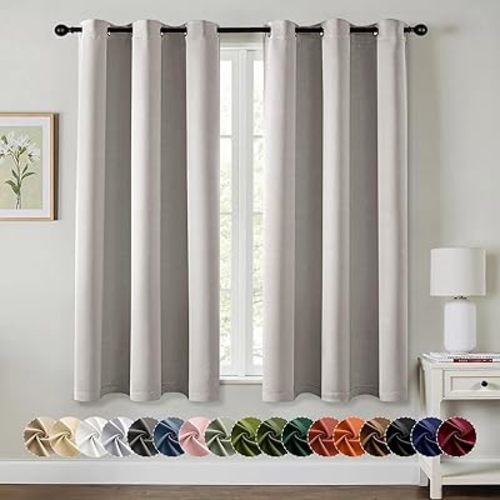 MIULEE Blackout Curtains for Bedroom Living Room 2 Panels, Thermal Insulated Room Darkening Drapes Grommet Noise Reducing Light Blocking Window Treatments 63 Inches Long 40x63 Inch Cobblestone