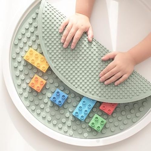 Inspire My Play - Silicone Building Blocks Baseplate - Compatible with All Major Building Block Brands - Double Sided for Large Building Blocks - Perfect Accessory for Sensory PlayTray - Green
