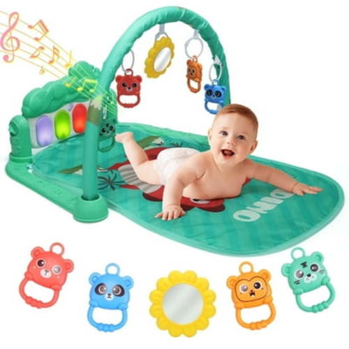 JoyStone Baby Play Mat Baby Gym, Baby Toy Play Mat Activity Center Baby Piano Music Lights for Boys and Girls Newborn Baby Gift 0-12 Months, Green
