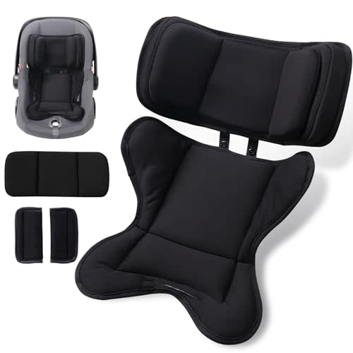 Infant Insert Compatible with Doona, Graco, Britax, Chicco, Evenflo Car Seat, Adjustable Baby Head Body Support Cushion for Newborn to Toddler, Fits Infant Car Seat and Stroller (Black)