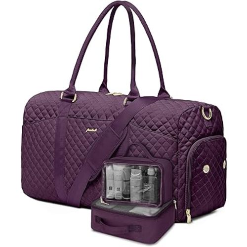 Women Weekender Travel Duffle Bag: Travel Duffel Overnight Bags with Shoe Compartment Large Carry on Tote with Toiletry Bag Weekend Traveling Yoga Gym Hospital Bag for Women with Wet Pocket 3 PCS Set