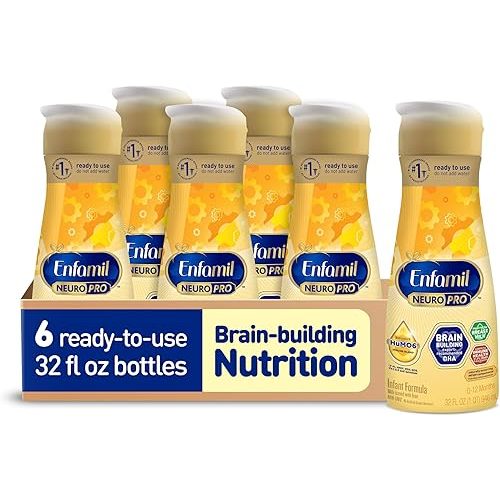 Enfamil NeuroPro Baby Formula, MFGM* 5-Year Benefit, Expert-Recommended Brain-Building Omega-3 DHA, Exclusive Immune Supporting HuMO6 Blend, Ready-to-Feed Infant Formula, Liquid, 32 Fl Oz (6 Count)