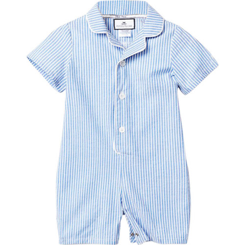 Blue Seersucker Summer Romper - Petite Plume Sleepwear | Maisonette